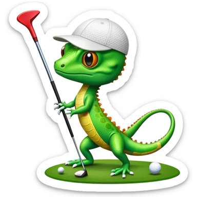 Gecko playing golf sticker