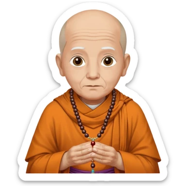 An elderly monk with prayer beads, calm eyes, and wise presence.
 sticker