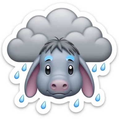 Eeyore under a raining cloud sticker