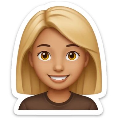 A girl tan skin face emoji with skin head styled. sticker