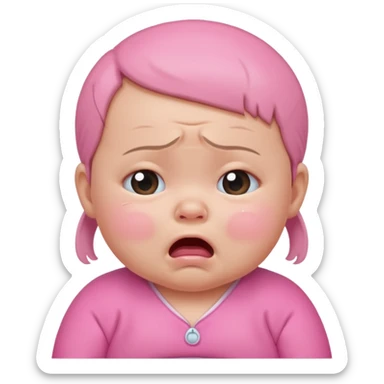 a portrait of crying baby , wearing pink clothes sticker