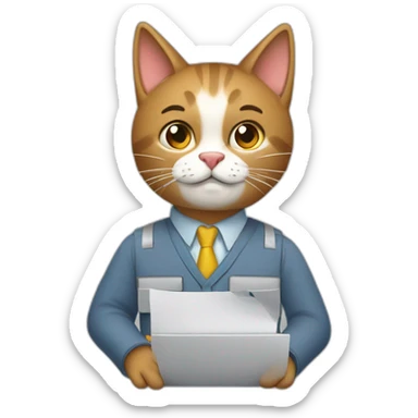 gato trabajando duro sticker