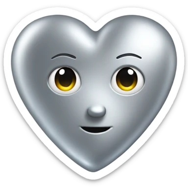 3D silver heart sticker