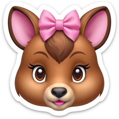 bambi with a pink bow on her temple  sticker