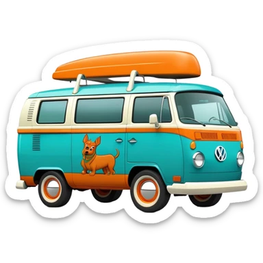 vw van 70’s mystery machine scooby doo sticker