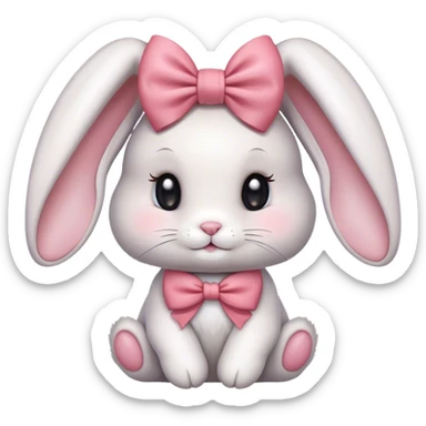 cute bunny with bow small sticker