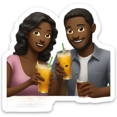 couple enjoying drinks at bar sticker