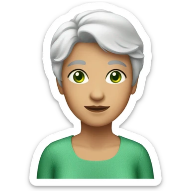grandmother with silvr short hair and green eyes sticker