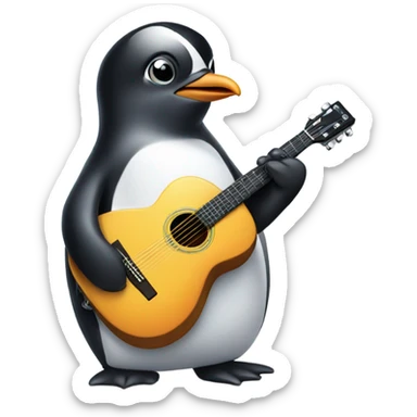 Penguin guitar  sticker