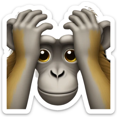 monkey arms covering eyes sticker