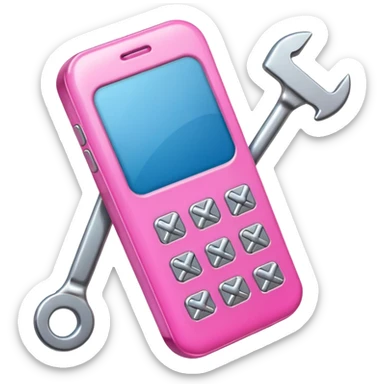 pink cellphone with a wrench sticker