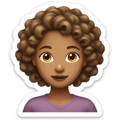 Tan girl with brown curly hair sticker