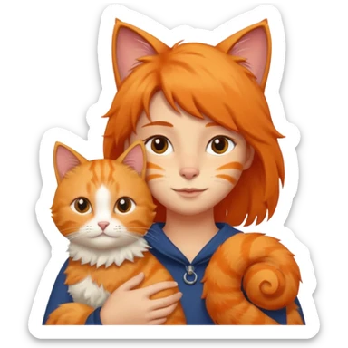 person with cat on their shoulder sticker