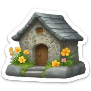 Little stone house with flower  sticker