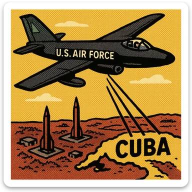A 1960s USA Spy Plane taking pictures over Cuba showing missile launch pads sticker