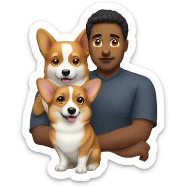 man and woman pondering with corgi sticker