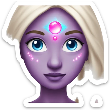 magical diva with pink andromedan skin long hair and blue eyes glowing third eye sticker