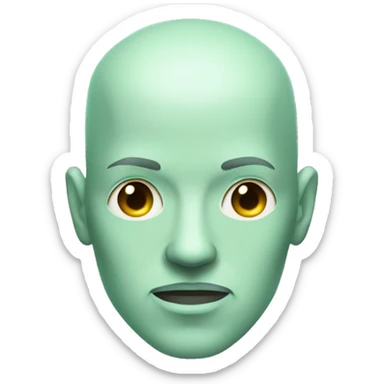 Pastel green bald male cyborg head with goatee sticker
