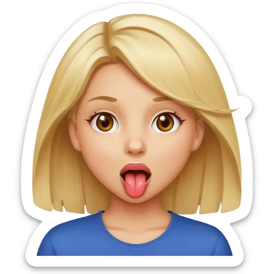 Girl with blonde hair and hazel eyes shaking her tongue  sticker