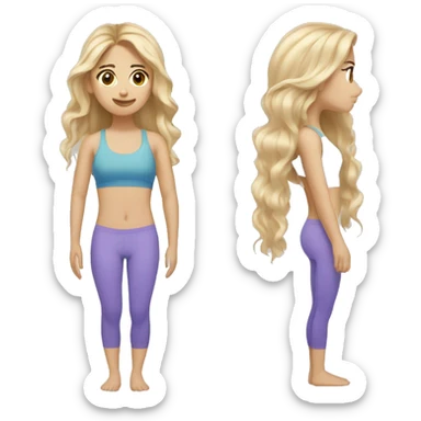 Medium length Blonde hair brown eyes skinny girl doing Pilates sticker