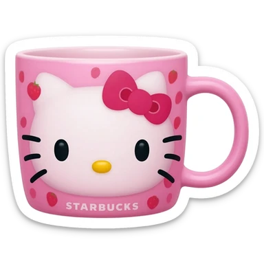 Pink cute strawberry hello kitty Starbucks sticker