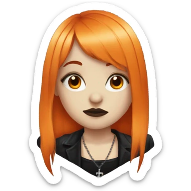 Goth girl with tattoos and long orange hair and bangs sticker