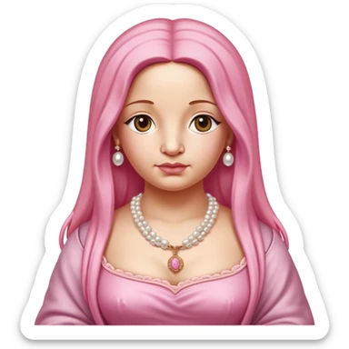   renaissance portrait of monalisa pig with pink spaghetti and spam slop background  sticker