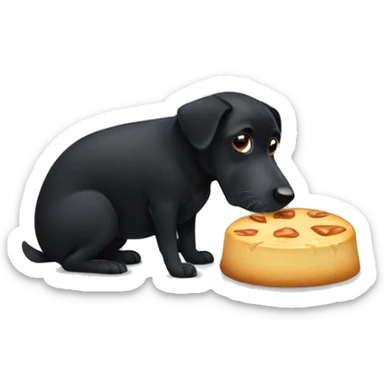 Black dog with pointy eats and white spot on belly sticker