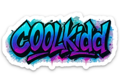 the word 'c00lkidd' with a graffiti or street art look, bold and edgy lettering sticker