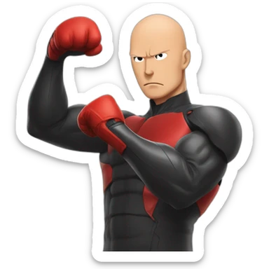 Saitama bald head and red giant hand punch sticker