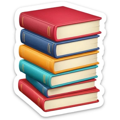 emoji of a stack of cookbooks with a smiling face on the top book sticker