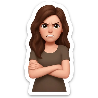 brown hair woman arms crossed and angry sticker