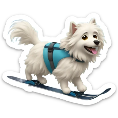 fluffy dog in aspen skiing sticker