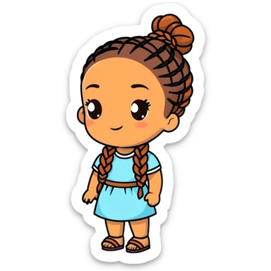 pretty brown skin girl with braids sticker