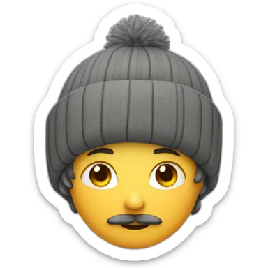 A boy with moustache and wearing chain in neck and a winter cap  sticker