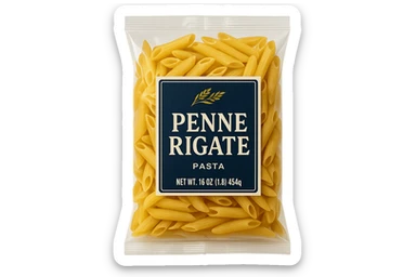 pacco di pasta (penne rigate) realistico, 4k sticker