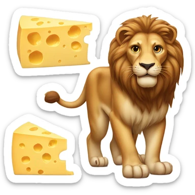 Lions stepping on cheese sticker