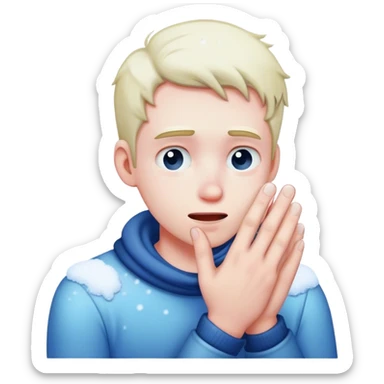 a man who rubs his frostbitten hand with snow sticker