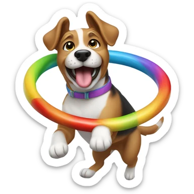 Dog hula hooping sticker