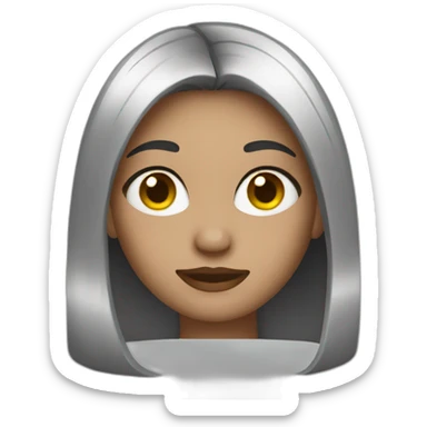 girl with straight hair with salt and pepper look  sticker