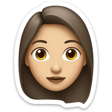 Mujer blanca con ojos marrones pelo marrón oscuro y largo no sticker