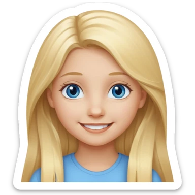 A young girl with long blonde hair and light blue eyes sticker