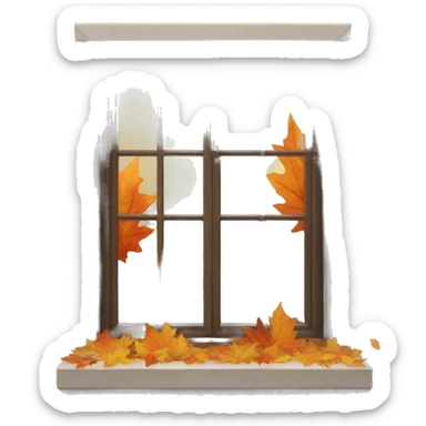 window showing the fall weather with leaves falling sticker