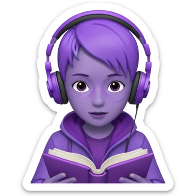 purple open written in journal with purple headphones on top sticker