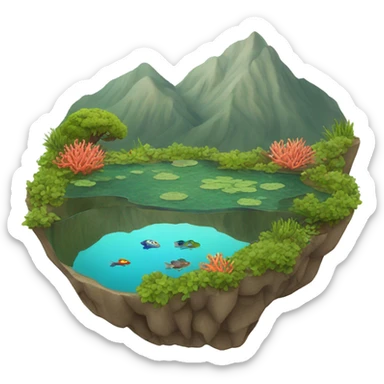 Pond on a mountain, coral reef sticker