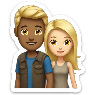 Mini blonde girlfriend with tall brown boy-friend  sticker