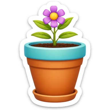 flower pot object icon, small decorative plant pot with blooming flower, ceramic texture, vibrant colors, cute garden vibe, 3D cartoon style, mobile game icon style, centered, clean background, no text, no watermark
 sticker
