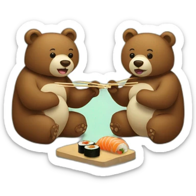 2 bears eating sushi sticker