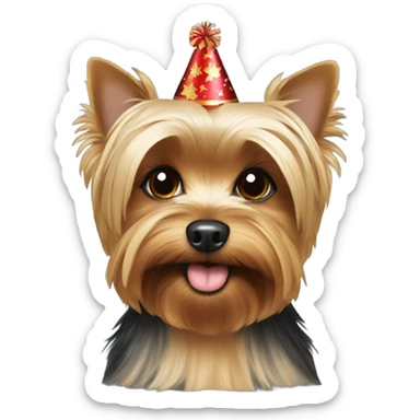 Yorkie celebrating New Year’s Eve  sticker