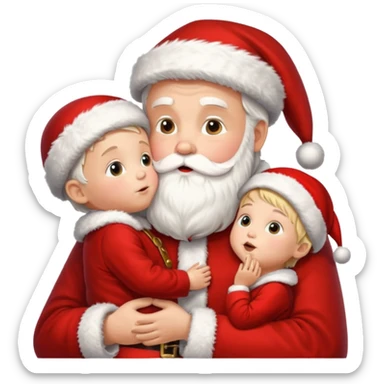 Santa Claus kissing kid sticker